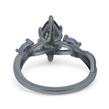 Infinity Twist Sapphire Marquise Wedding Ring Simulated Cubic Zirconia 925 Sterling Silver