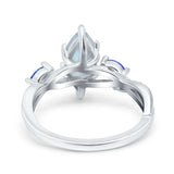 Infinity Twist Sapphire Marquise Wedding Ring Simulated Cubic Zirconia 925 Sterling Silver