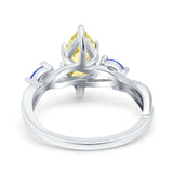 Infinity Twist Sapphire Marquise Wedding Ring Simulated Cubic Zirconia 925 Sterling Silver