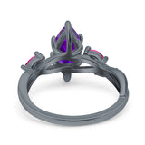 Infinity Twist Marquise Wedding Ring Simulated Cubic Zirconia & Ruby 925 Sterling Silver