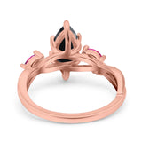 Infinity Twist Marquise Wedding Ring Simulated Cubic Zirconia & Ruby 925 Sterling Silver