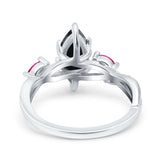 Infinity Twist Marquise Wedding Ring Simulated Cubic Zirconia & Ruby 925 Sterling Silver