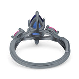 Infinity Twist Marquise Wedding Ring Simulated Cubic Zirconia & Ruby 925 Sterling Silver