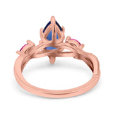 Infinity Twist Marquise Wedding Ring Simulated Cubic Zirconia & Ruby 925 Sterling Silver