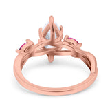 Infinity Twist Marquise Wedding Ring Simulated Cubic Zirconia & Ruby 925 Sterling Silver