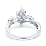 Infinity Twist Marquise Wedding Ring Simulated Cubic Zirconia & Ruby 925 Sterling Silver