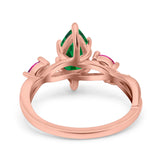 Infinity Twist Marquise Wedding Ring Simulated Cubic Zirconia & Ruby 925 Sterling Silver