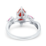 Infinity Twist Marquise Wedding Ring Simulated Cubic Zirconia & Ruby 925 Sterling Silver