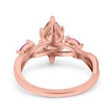 Infinity Twist Marquise Wedding Ring Simulated Cubic Zirconia & Ruby 925 Sterling Silver