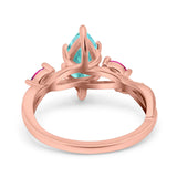 Infinity Twist Marquise Wedding Ring Simulated Cubic Zirconia & Ruby 925 Sterling Silver