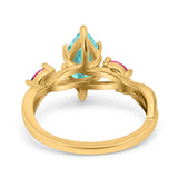 Infinity Twist Marquise Wedding Ring Simulated Cubic Zirconia & Ruby 925 Sterling Silver