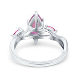 Infinity Twist Marquise Wedding Ring Simulated Cubic Zirconia & Ruby 925 Sterling Silver