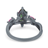 Infinity Twist Marquise Wedding Ring Simulated Cubic Zirconia & Ruby 925 Sterling Silver