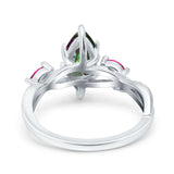 Infinity Twist Marquise Wedding Ring Simulated Cubic Zirconia & Ruby 925 Sterling Silver
