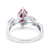 Infinity Twist Marquise Wedding Ring Simulated Cubic Zirconia & Ruby 925 Sterling Silver
