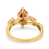 Infinity Twist Marquise Wedding Ring Simulated Cubic Zirconia & Ruby 925 Sterling Silver