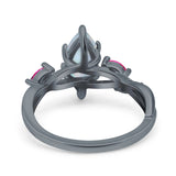 Infinity Twist Marquise Wedding Ring Simulated Cubic Zirconia & Ruby 925 Sterling Silver