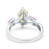 Infinity Twist Marquise Wedding Ring Simulated Cubic Zirconia & Ruby 925 Sterling Silver