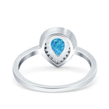 Teardrop Pear Art Deco Wedding Bridal Engagement Ring Round Simulated Cubic Zirconia 925 Sterling Silver