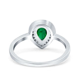 Teardrop Pear Art Deco Wedding Bridal Engagement Ring Round Simulated Cubic Zirconia 925 Sterling Silver