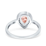 Teardrop Pear Art Deco Wedding Bridal Engagement Ring Round Simulated Cubic Zirconia 925 Sterling Silver