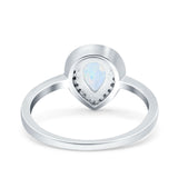 Teardrop Pear Art Deco Wedding Bridal Engagement Ring Round Simulated Cubic Zirconia 925 Sterling Silver