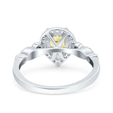 Halo Pear Shape Wedding Engagement Ring Round Simulated Cubic Zirconia 925 Sterling Silver