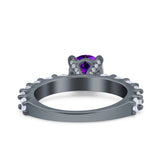 Art Deco Wedding Bridal Ring Round Simulated Cubic Zirconia 925 Sterling Silver
