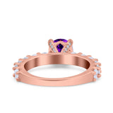Art Deco Wedding Bridal Ring Round Simulated Cubic Zirconia 925 Sterling Silver