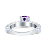 Art Deco Wedding Bridal Ring Round Simulated Cubic Zirconia 925 Sterling Silver