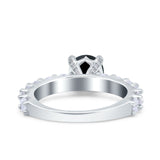 Art Deco Wedding Bridal Ring Round Simulated Cubic Zirconia 925 Sterling Silver