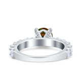 Art Deco Wedding Bridal Ring Round Simulated Cubic Zirconia 925 Sterling Silver
