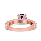 Art Deco Wedding Bridal Ring Round Simulated Cubic Zirconia 925 Sterling Silver