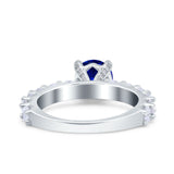 Art Deco Wedding Bridal Ring Round Simulated Cubic Zirconia 925 Sterling Silver