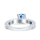 Art Deco Wedding Bridal Ring Round Simulated Cubic Zirconia 925 Sterling Silver