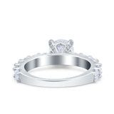 Art Deco Wedding Bridal Ring Round Simulated Cubic Zirconia 925 Sterling Silver