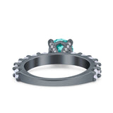 Art Deco Wedding Bridal Ring Round Simulated Cubic Zirconia 925 Sterling Silver
