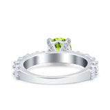 Art Deco Wedding Bridal Ring Round Simulated Cubic Zirconia 925 Sterling Silver
