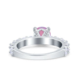 Art Deco Wedding Bridal Ring Round Simulated Cubic Zirconia 925 Sterling Silver