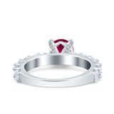 Art Deco Wedding Bridal Ring Round Simulated Cubic Zirconia 925 Sterling Silver