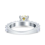 Art Deco Wedding Bridal Ring Round Simulated Cubic Zirconia 925 Sterling Silver