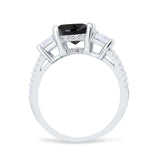 Three Stone Radiant Cut Wedding Engagement Bridal Ring Round Simulated Cubic Zirconia 925 Sterling Silver