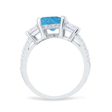 Three Stone Radiant Cut Wedding Engagement Bridal Ring Round Simulated Cubic Zirconia 925 Sterling Silver
