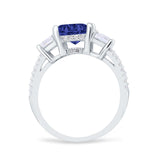 Three Stone Radiant Cut Wedding Engagement Bridal Ring Round Simulated Cubic Zirconia 925 Sterling Silver