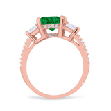 Three Stone Radiant Cut Wedding Engagement Bridal Ring Round Simulated Cubic Zirconia 925 Sterling Silver