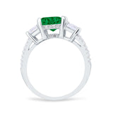 Three Stone Radiant Cut Wedding Engagement Bridal Ring Round Simulated Cubic Zirconia 925 Sterling Silver