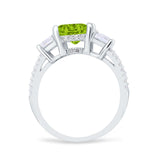 Three Stone Radiant Cut Wedding Engagement Bridal Ring Round Simulated Cubic Zirconia 925 Sterling Silver