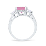 Three Stone Radiant Cut Wedding Engagement Bridal Ring Round Simulated Cubic Zirconia 925 Sterling Silver