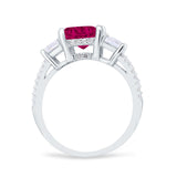 Three Stone Radiant Cut Wedding Engagement Bridal Ring Round Simulated Cubic Zirconia 925 Sterling Silver