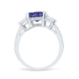 Three Stone Radiant Cut Wedding Engagement Bridal Ring Round Simulated Cubic Zirconia 925 Sterling Silver